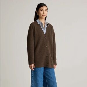 Quince Mongolian Cashmere Oversized Boyfriend Cardigan Sweater